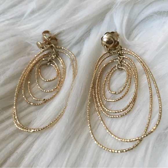 Vintage Real 14K Yellow Italian Gold Circle Dangle Earrings ( 5.2 Grams) - Picture 5 of 12